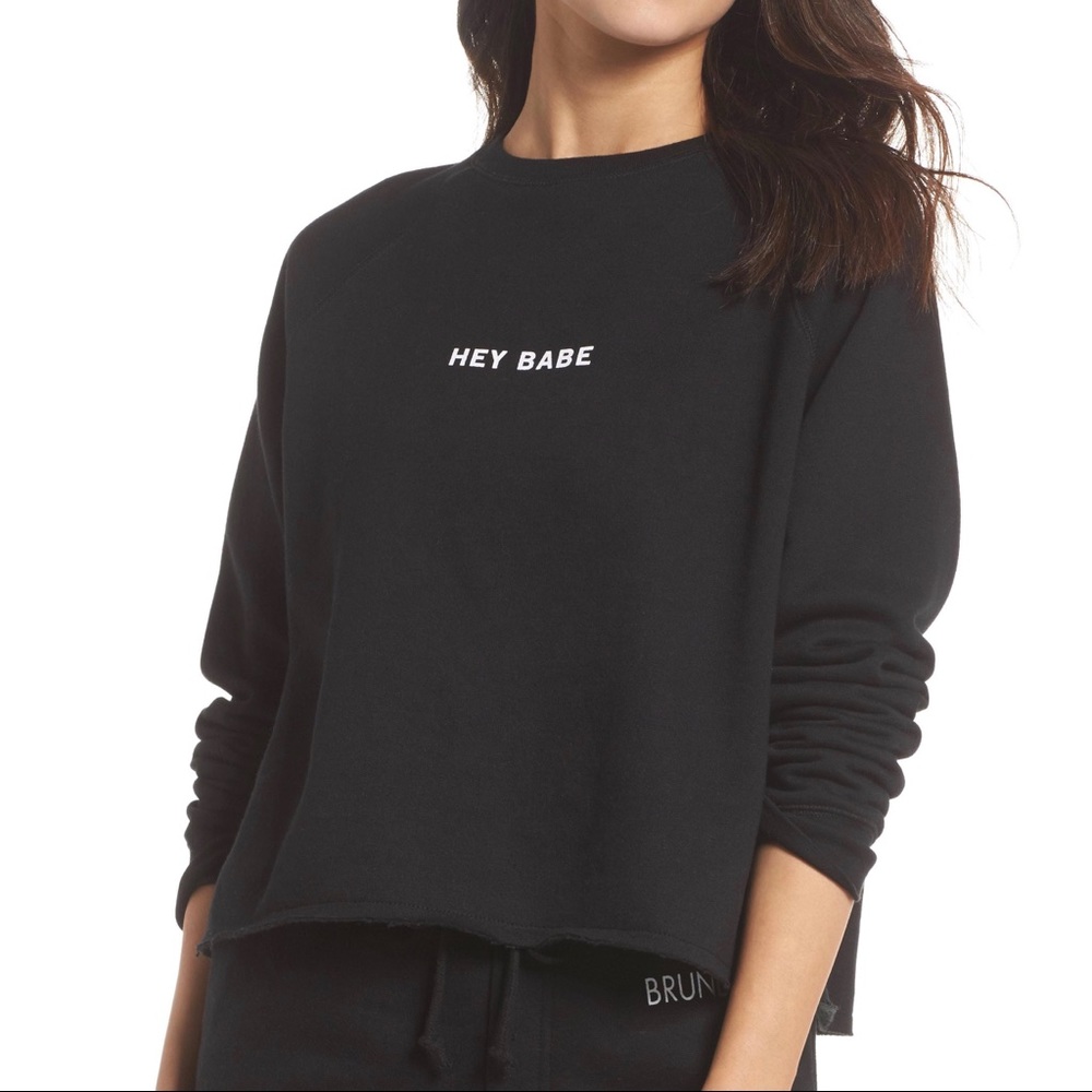 Brunette the Label Hey Babe Cropped Sweatshirt  - M